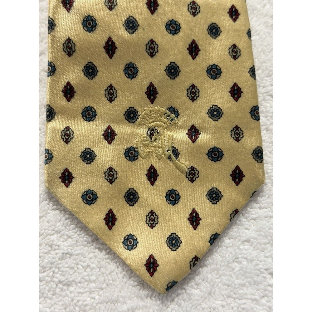 Countess Mara Sistine Satin Silk Tie Yellow Blue Red Geometric Medallion 55x3.5